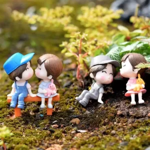 Mô hình cặp đôi trang trí sen đá, bể cá